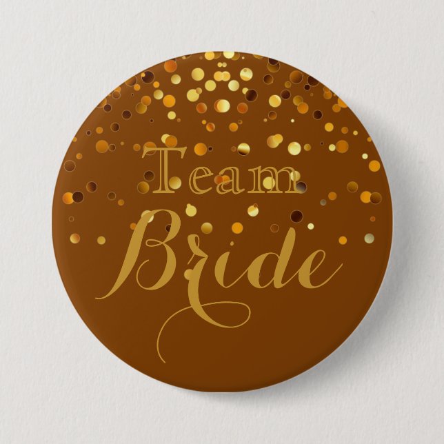 Lila Guld Glitter Faux Foil Bröllop Team Bride Knapp (Framsida)