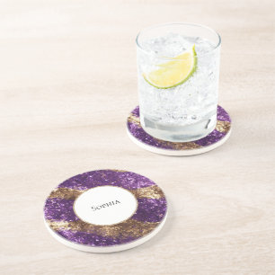 Lila Guld Glitter födelsedag Underlägg