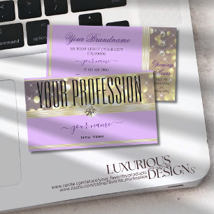 Lila Guld Glitter Gnistra Stars Lavender Färg Visitkort
