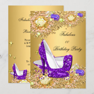 Lila Guld Glitter Höga Klackar Fantastiska Fester Inbjudningar