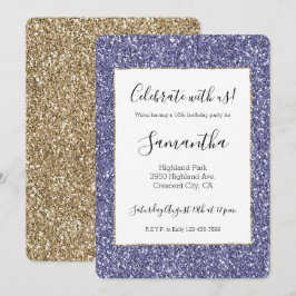Lila Guld Glitter Inbjudningar