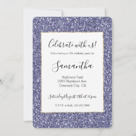 Lila Guld Glitter Inbjudningar