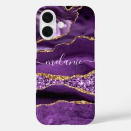 Lila Guld Glitter iphone case med eget namn