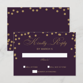 Lila Guld Glitter Konfetti Elegant bröllop OSA Kort