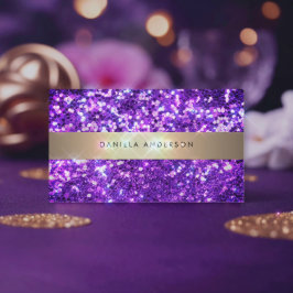 Lila Guld & Glitter lyxglas QR-kod Visitkort