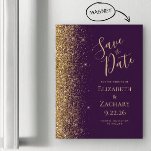 Lila Guld Glitter Magnetic Save Date