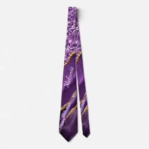 Lila Guld Glitter Marble Custom Name Neck Tie Slips