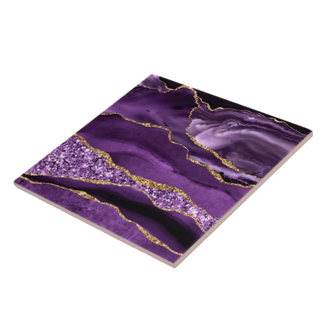 Lila Guld Glitter Marble Gnistra Tile Kakelplatta (Sidan)