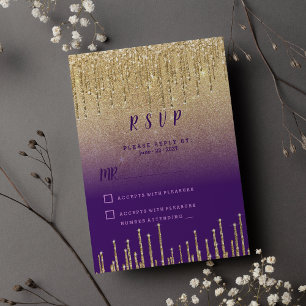 Lila guld glitter ombre dumpar OSA för skript Inbjudningar