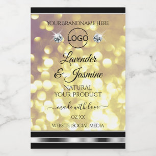 Lila Guld Glitter Produktetiketter Diamanter Logo Mat Etikett