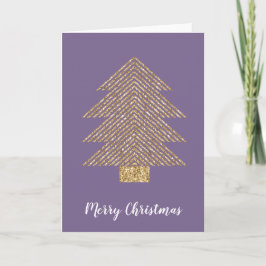 Lila Guld Glitter Rand Julgran Kort