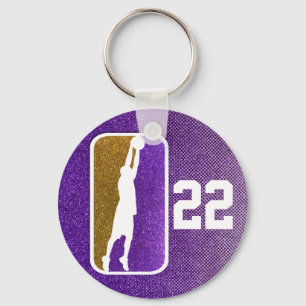 Lila Guld Glitter School Basketball Team Sports Nyckelring