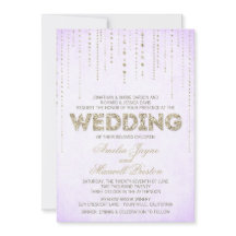 Lila & Guld Glitter Titta på bröllopsinbjudan