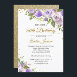 Lila Guld Gnistra Blommigt 60:e födelsedag Inbjuda Inbjudningar<br><div class="desc">Mer söt blommigt Birthday Bjud i Little Bayleigh Store!</div>