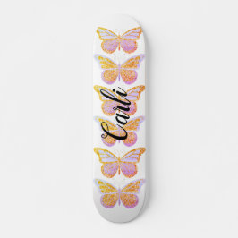 Lila Guld Gnistra Butterflies Personlig Mini Skateboard Bräda 18,5 Cm