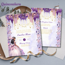 Lila Guld Gnistra Quinceanera Dress Blommigt Ro