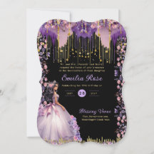 Lila Guld Gnistra Quinceanera Dress Blommigt Ro