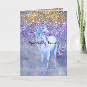 Lila Guld Gnistra Unicorn Kort