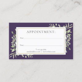 Lila Guld Greenery-avtalskort för avtalade tider Visitkort