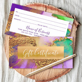 Lila Guld Grönt Aqua Watercolor Gift Certificate