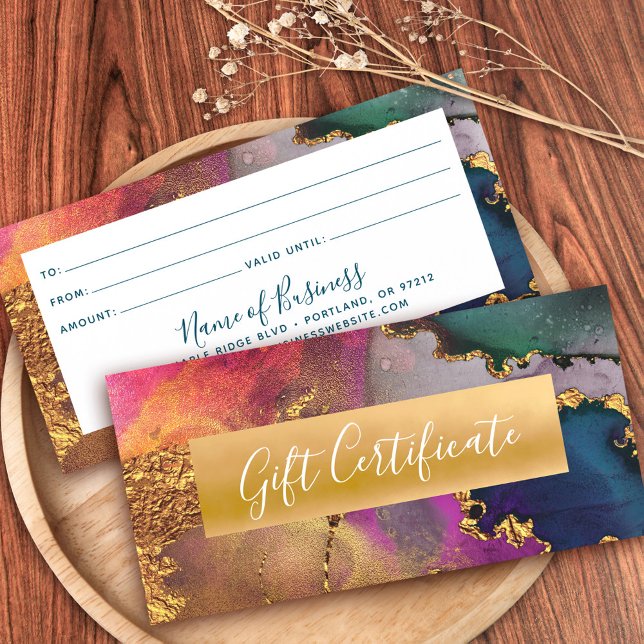 Lila Guld Grönt Blue Watercolor Gift Certificate (Skapare uppladdad)