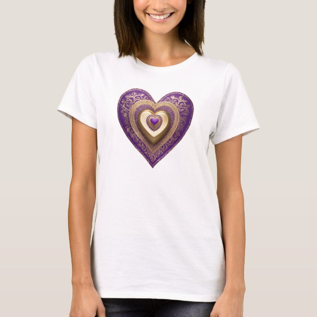Lila Guld Heart T-Shirt (Framsida)