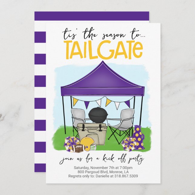 Lila Guld i fotboll ändras till ANY FÄRG Inbjudningar (Fram/baksida)