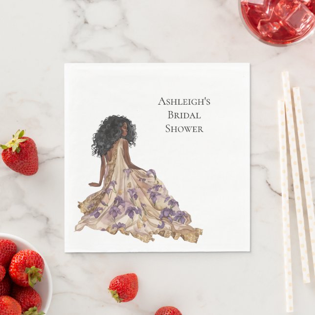 Lila Guld Iris Blommigt Möhippa Black Woman Pappersservett (Insitu)