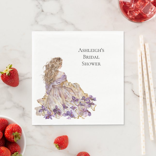 Lila Guld Iris Blommigt Möhippa Dress Pappersservett (Insitu)