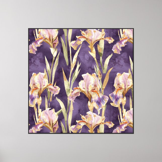 Lila Guld Iris Flowers Canvastryck (Framsida)