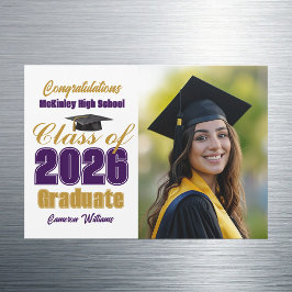 Lila Guld Klass 2026 Examen Foto Magnet