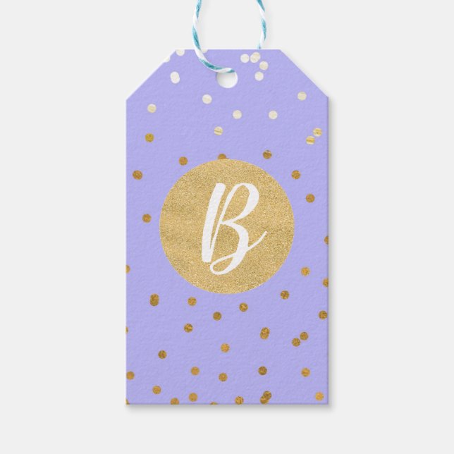 Lila & Guld-konfetti gör modernt partistöd Presentetikett (Framsidan)