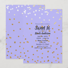 Lila & Guld Konfettipunkter Modern Glamour Glam Inbjudningar