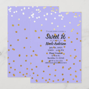 Lila & Guld Konfettipunkter Modern Glamour Glam Inbjudningar