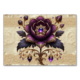 Lila & Guld-kort för Bordsnummer av judiskt Blommi