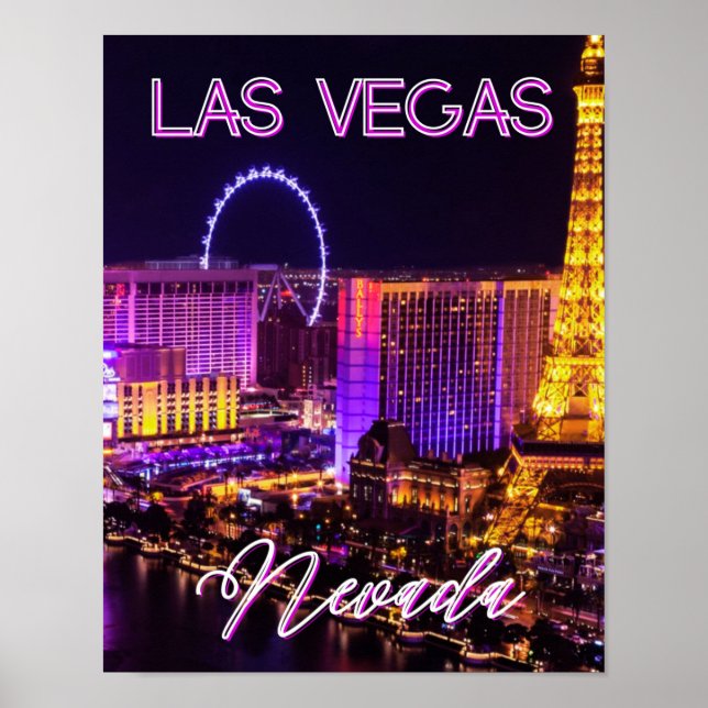 Lila & Guld Las Vegas Vibes Nevada Skyline Poster (Framsidan)