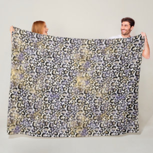 Lila Guld Leopard Skriv ut Fleecefilt