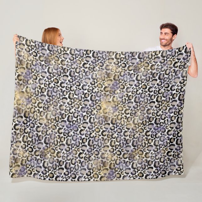 Lila Guld Leopard Skriv ut Fleecefilt (På plats)
