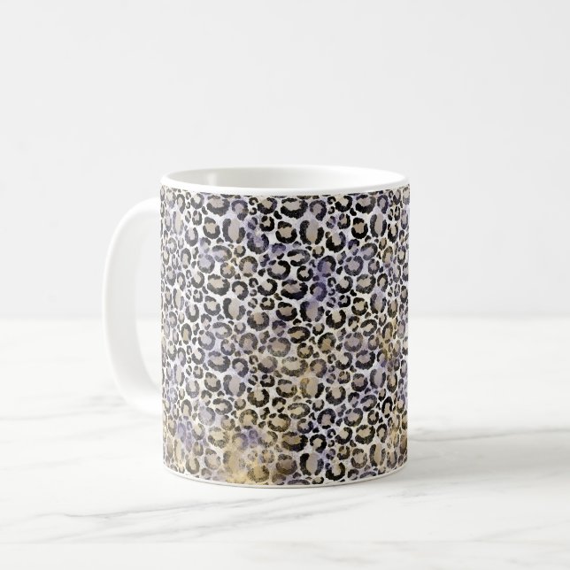 Lila Guld Leopard Skriv ut Kaffemugg (Framsida vänster)