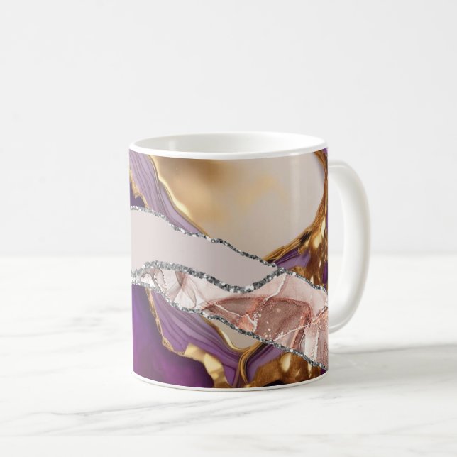 Lila Guld Luxury Elegant Design Liquid Struktur Kaffemugg (Framsida höger)