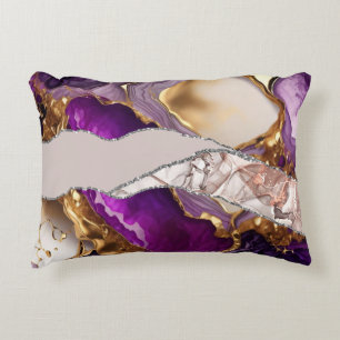 Lila Guld Luxury Elegant Design Liquid Struktur Prydnadskudde