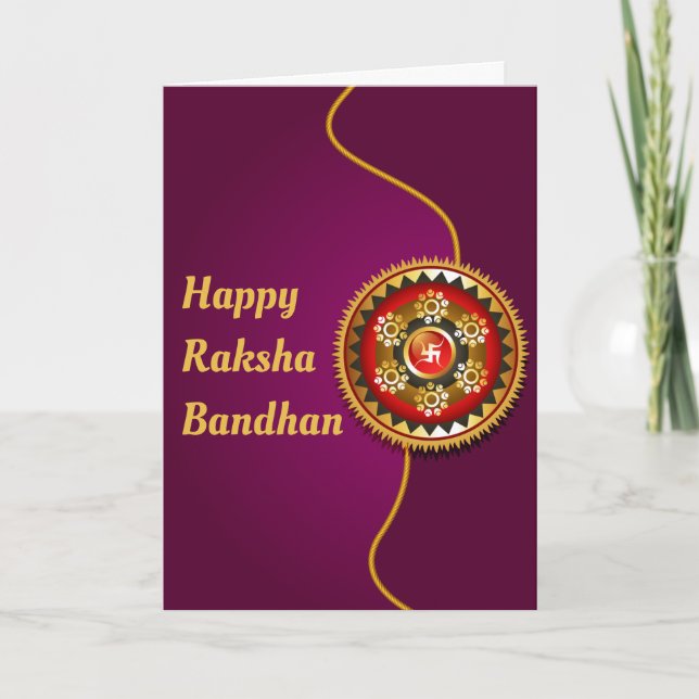 Lila & Guld Lycklig Raksha Bandhan Kort (Framsida)