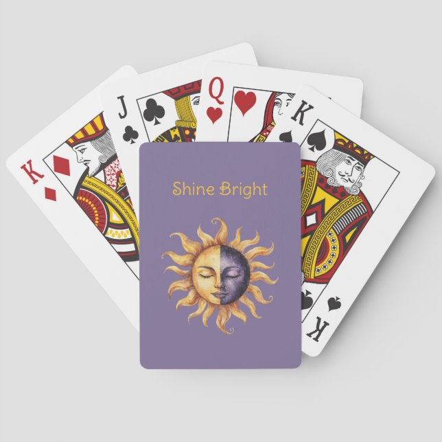 Lila Guld Lyser Starkt Sol Casinokort (Baksidan)