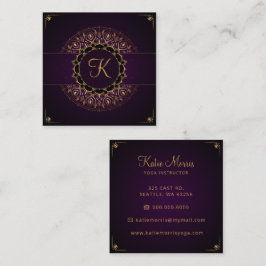 Lila Guld Mandala Elegant Yoga Instructor Fyrkantigt Visitkort