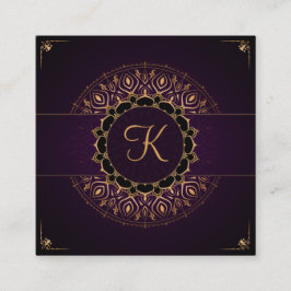 Lila Guld Mandala Elegant Yoga Instructor Fyrkantigt Visitkort