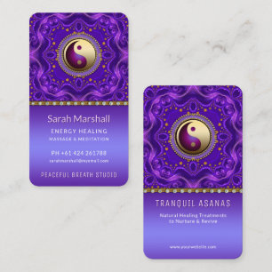 Lila Guld Mandala Tranquil Balance Holistic Visitkort