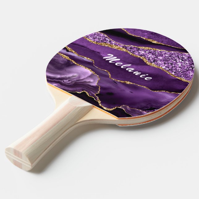 Lila Guld Marble Custom Name Ping Pong Paddle Pingisracket (Frontvinkel)