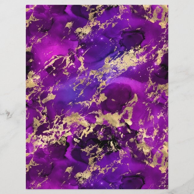 Lila & Guld Marble Galaxy Scrapbook Pappra Lakan (Baksida)