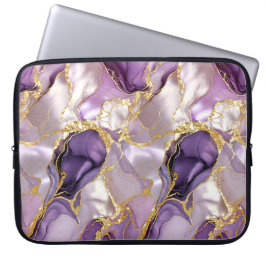 Lila Guld Marmor Laptopfodral Lyxigt Fodral