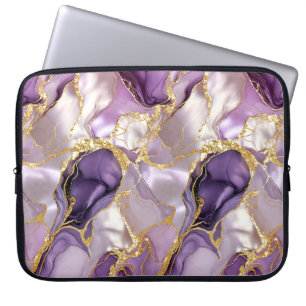 Lila Guld Marmor Laptopfodral Lyxigt Fodral